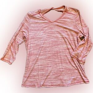 St. John’s Bay Active Women's Pink & White Twisty V-Neck Casual Athletic Top
